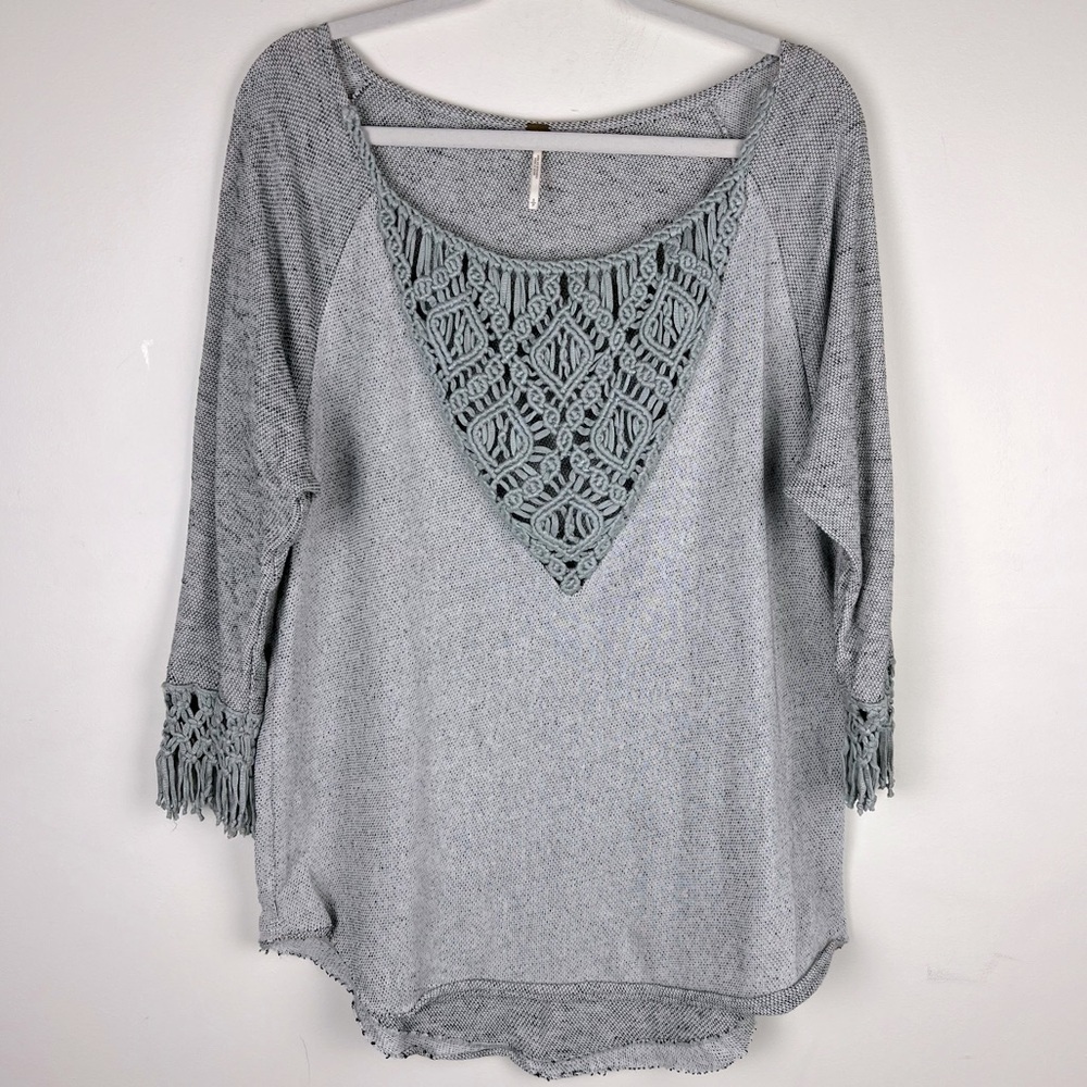 Free People | Boho Crochet Trim Woven Tunic Top | S